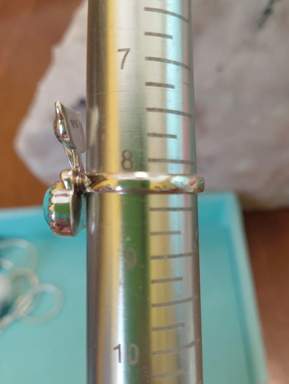 Silver Cat Ring with Turquoise Stone